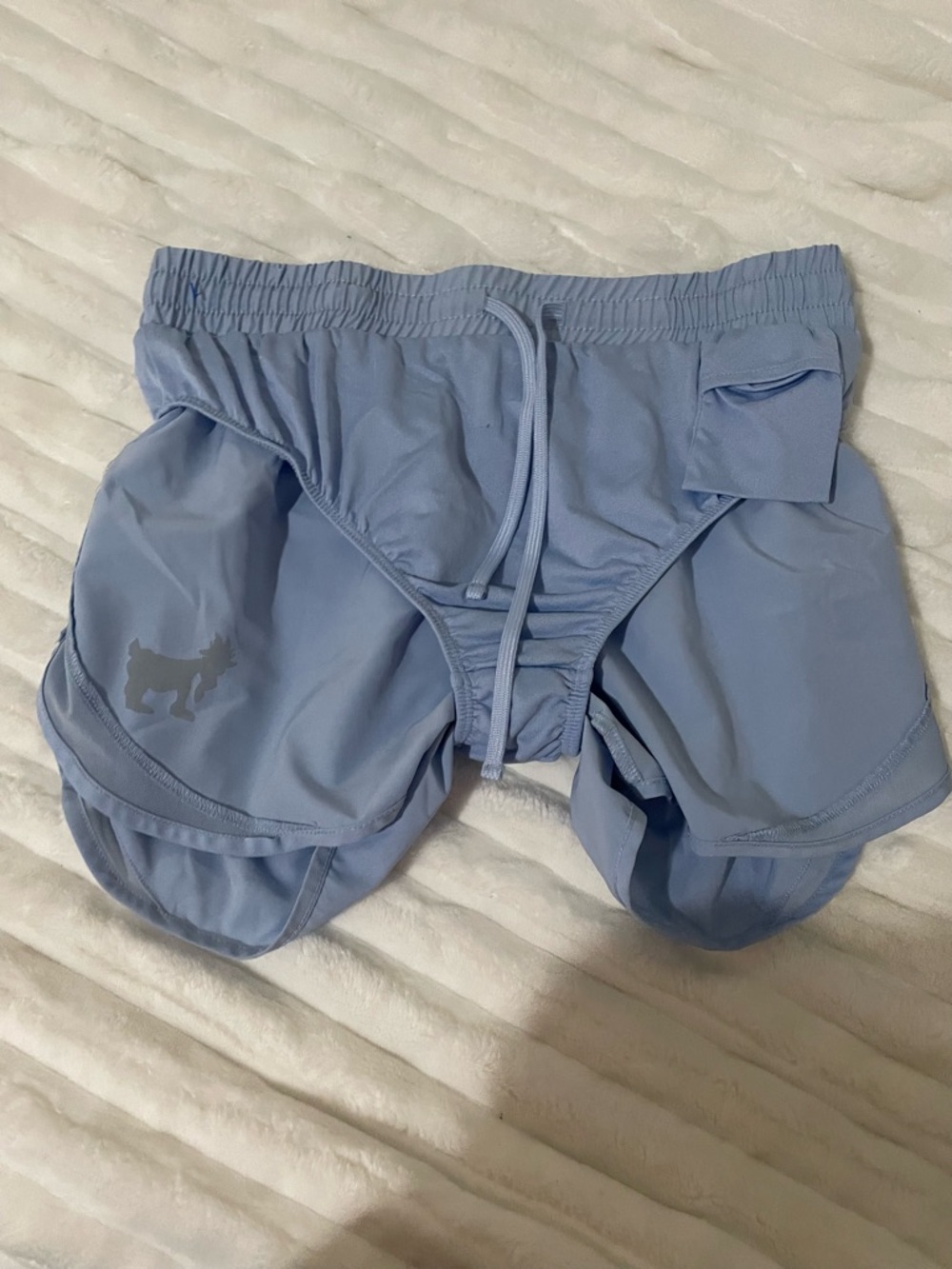 Light Blue Women's Athletic Shorts with Goat Logo - Picture 6 of 13